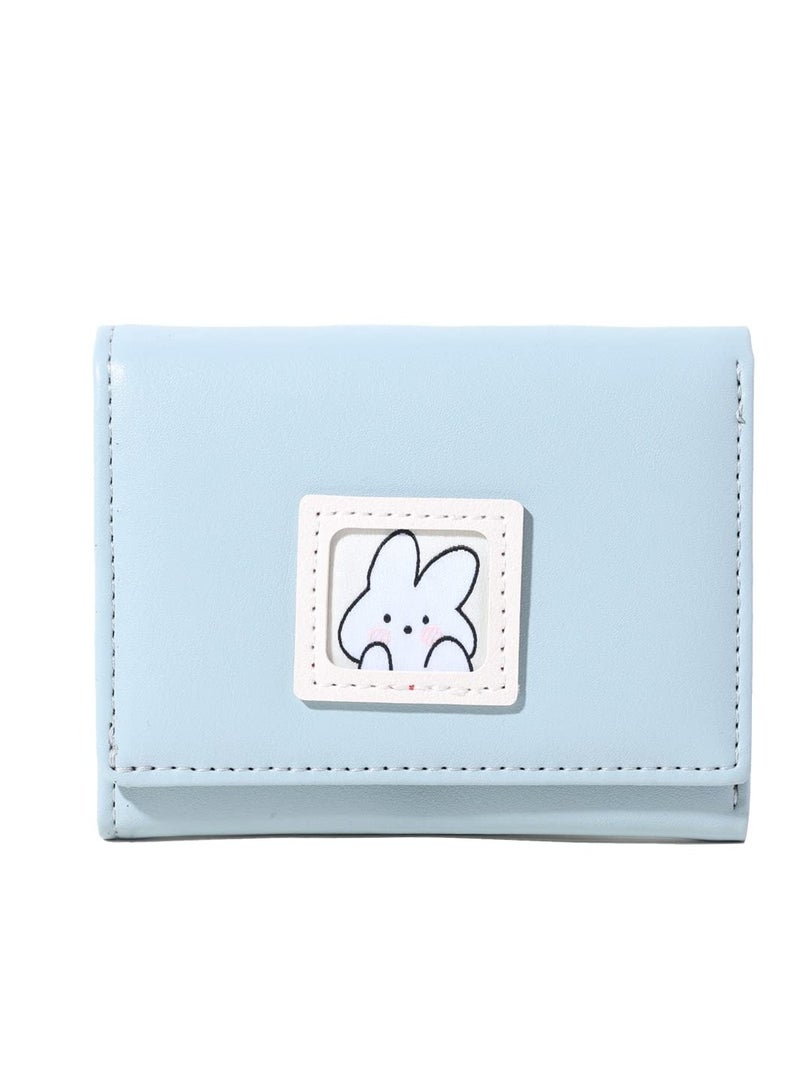 Excefore Small Wallet, Cartoon Cute Wallet for Girls, Trifold Wallet Slim Coin Purse Cash Pocket ID Window, PU Leather Slim Purse, Credit Card Holders for Women Girls (Rabbit) - Image 1