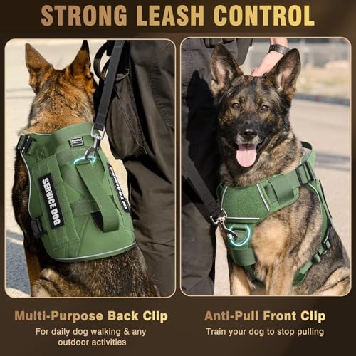 WINSEE Tactical Dog Harness for Large Dog, Heavy Duty Service Dog MOLLE Vest with 10 Pet Patches, No Pull Military Working Vest for Training Hunting Walking - Image 3