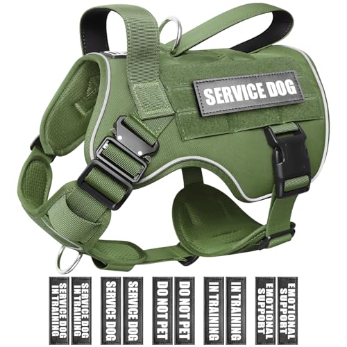 WINSEE Tactical Dog Harness for Large Dog, Heavy Duty Service Dog MOLLE Vest with 10 Pet Patches, No Pull Military Working Vest for Training Hunting Walking - Image 1