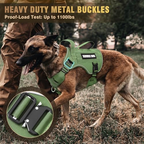 WINSEE Tactical Dog Harness for Large Dog, Heavy Duty Service Dog MOLLE Vest with 10 Pet Patches, No Pull Military Working Vest for Training Hunting Walking - Image 2
