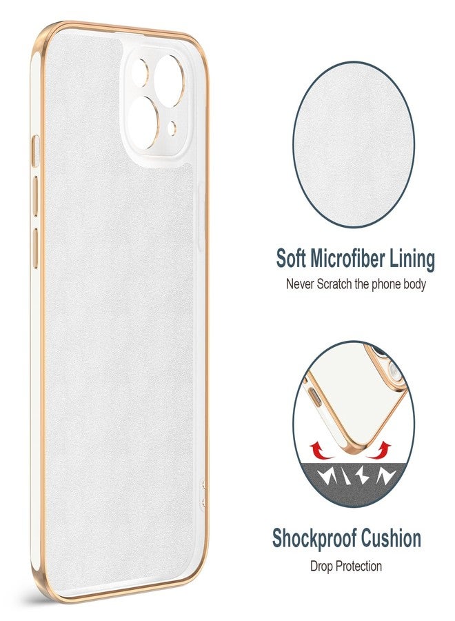 Hython for iPhone 15 Plus Case with Ring Stand, 360° Rotatable Ring Holder Magnetic Kickstand, Plating Rose Gold Edge Soft Cover Luxury Protective Phone Case for iPhone 15 Plus 6.7", White - Image 3