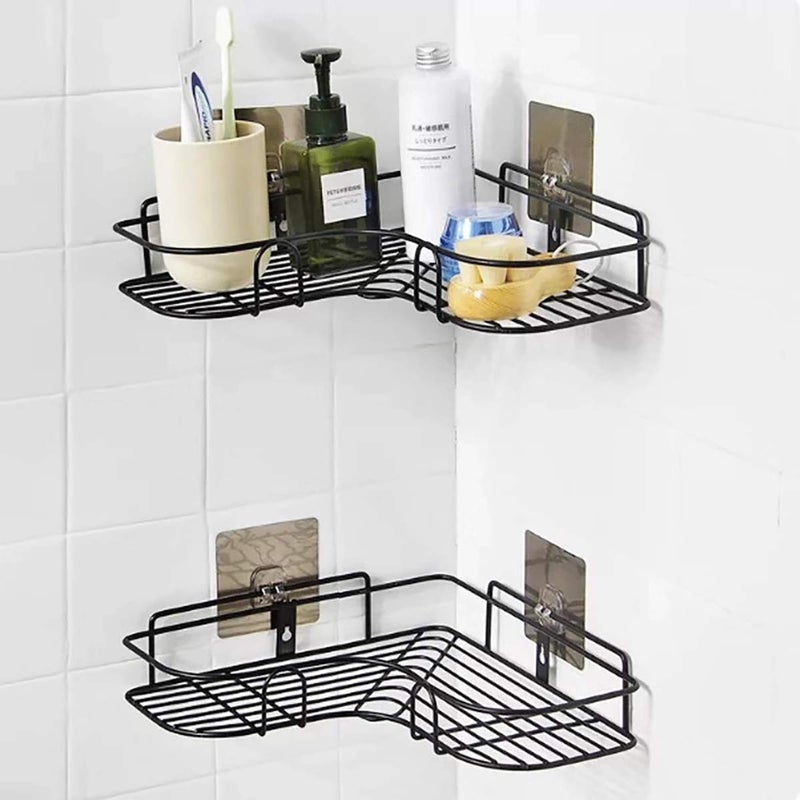 (Pack of 2 Wall Mounted Bathroom Corner/Shelf/Rack/Storage Organizer - Bathroom Accessories (Material-Metal,Powder Coated Finish,Black) - Image 2