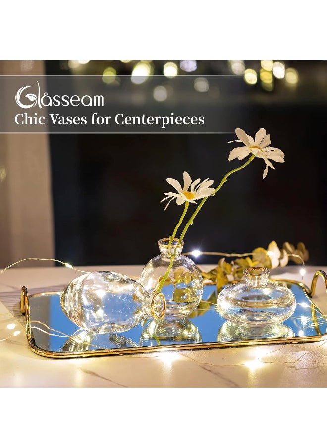 Glasseam Glasseam Glass Bud Vase for Centerpieces: 12Pcs Gold Rim Mini Small Vases for Flowers Bulk Flower Vase Set Aesthetic Cute Handmade Tiny Short Wedding Table Centerpiece Decor  - Image 3