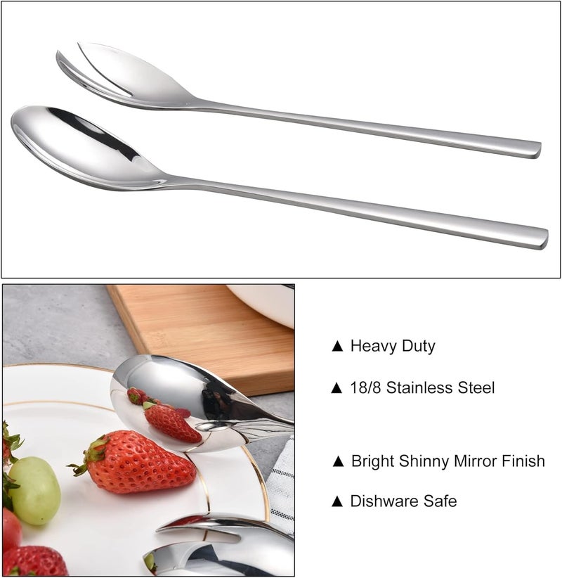 IMEEA Salad Servers 18/8 Stainless Steel Salad Serving Set Salad Fork and Spoon, 10-Inch - Image 4