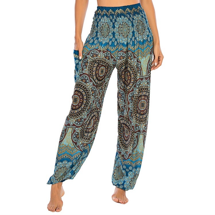 Silk Cotton Lantern Yoga Pants for Women H 19.05 million sky blue high waist pants 