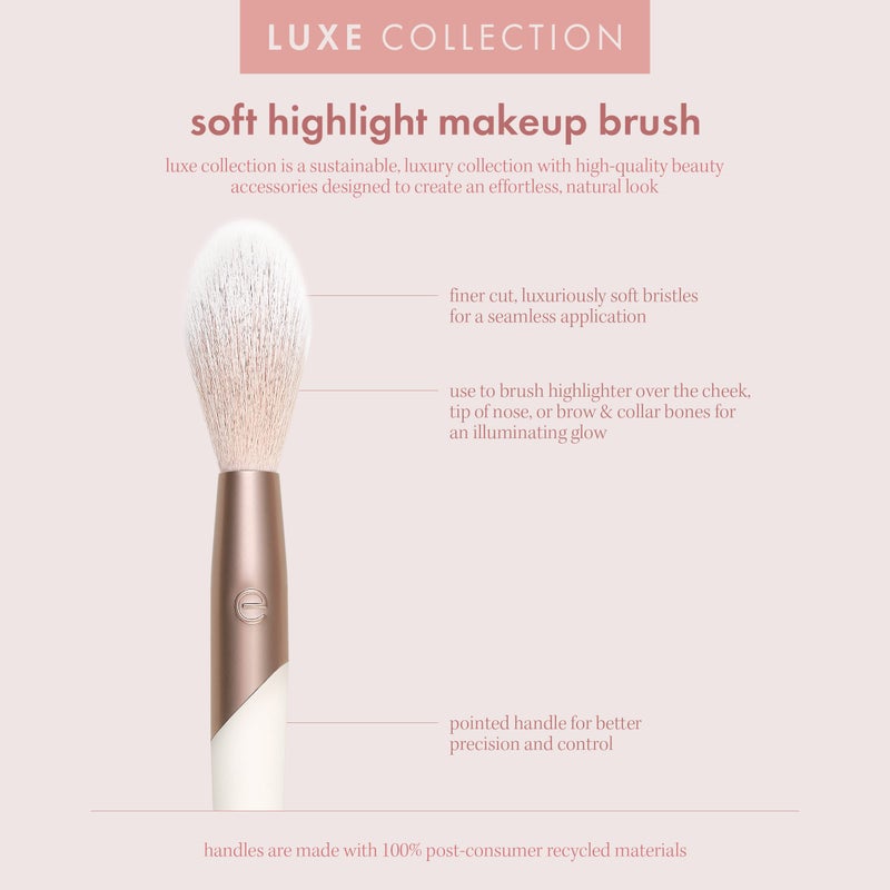 EcoTools Luxe Soft Highlighter Makeup Face Powder Brush, Sheer, Luminous Glow, Premium Quality Makeup Brush, Ultra Soft, Synthetic Bristles, Eco Friendly Face Brush, Cruelty-Free, 1 Count - Image 3