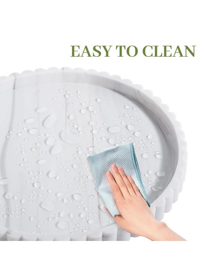 Heagoale Round Bathroom Tray Silicone Kitchen Counter Decor Vanity Organizer Decorative Coffee Table Tray for Perfume, Candle, Soap Dish, 9 Inch, Marble - Image 4