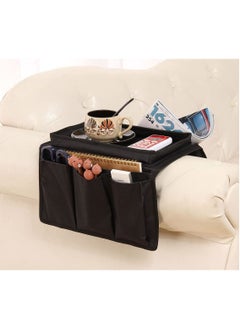 Y&D Sofa TV Remote Control Handset Holder Organiser Caddy Couch Armrest Organizer with 6 Pockets Hanging Storage Bag for Chairs Sofas Armchairs Desk (Black)  - Image 1
