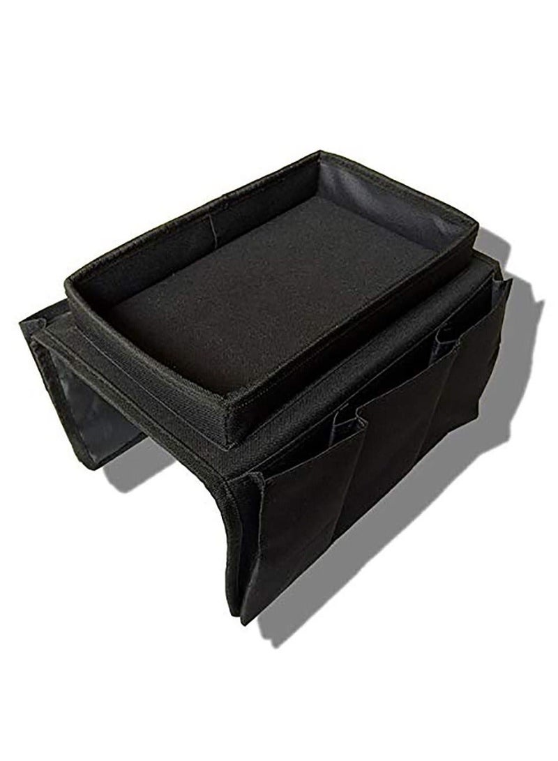 Y&D Sofa TV Remote Control Handset Holder Organiser Caddy Couch Armrest Organizer with 6 Pockets Hanging Storage Bag for Chairs Sofas Armchairs Desk (Black)  - Image 2