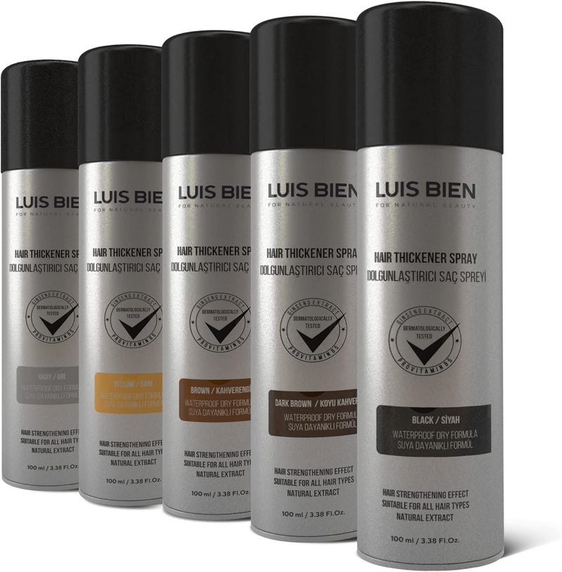 LUIS BIEN Hair Thickening Spray for Men and Women,Instant Hair Growth-Hair Building Fibers -Full and Thick Hair Instantly-Natural Hair Look-Easy and Quick Apply-Dark Brown 100 ML - Image 1