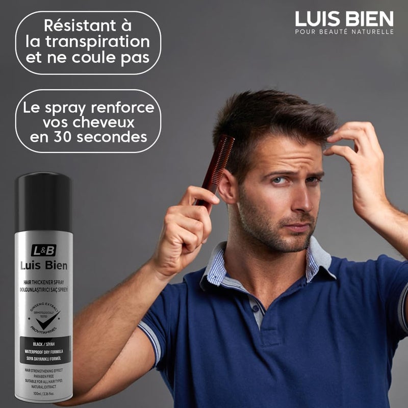 LUIS BIEN Hair Thickening Spray for Men and Women,Instant Hair Growth-Hair Building Fibers -Full and Thick Hair Instantly-Natural Hair Look-Easy and Quick Apply-Dark Brown 100 ML - Image 3