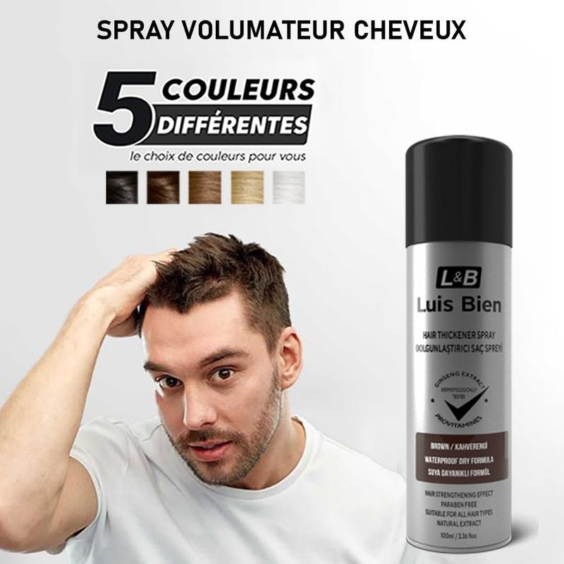 LUIS BIEN Hair Thickening Spray for Men and Women,Instant Hair Growth-Hair Building Fibers -Full and Thick Hair Instantly-Natural Hair Look-Easy and Quick Apply-Dark Brown 100 ML - Image 2