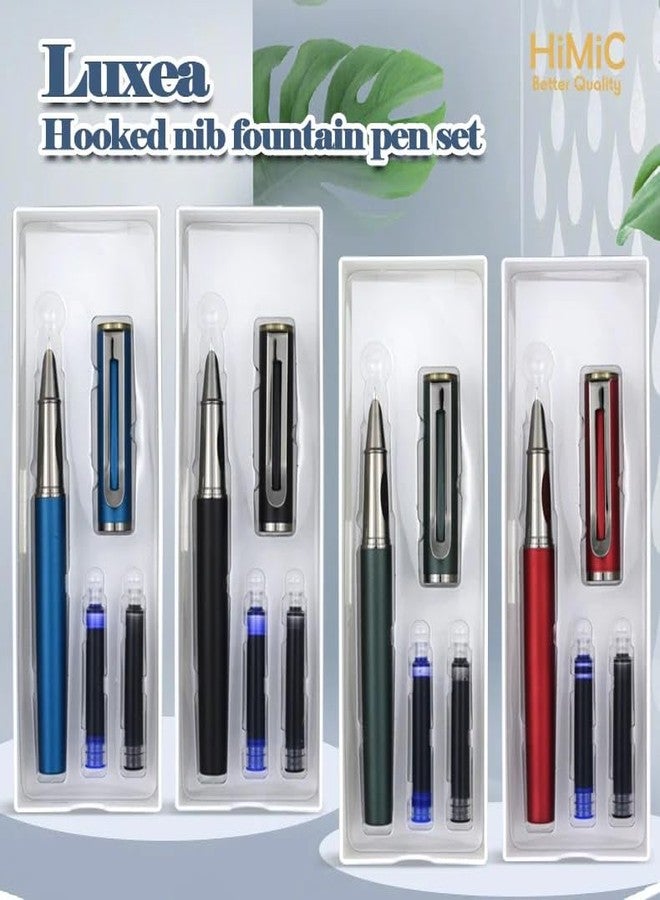 WISHKEY Metal Fountain Pen Set with Replaceable Cartridge, Stylish Classic Design, Easy to Refill, 0.5 mm Nib, Fancy Pen for Girls, Stationery Gift for Kid, Blue and Black Ink, (Pack of 1, Multicolor) - Image 2