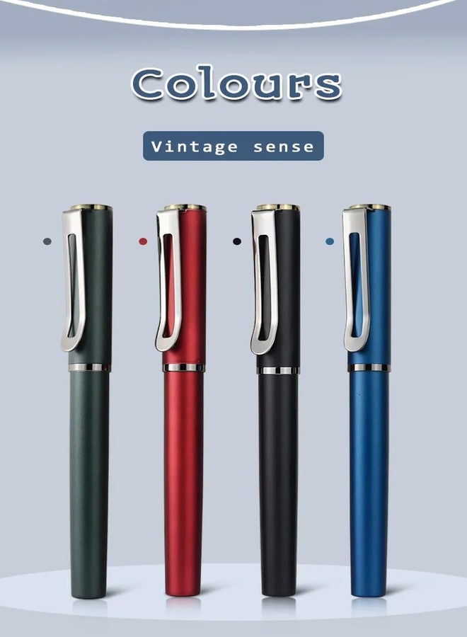 WISHKEY Metal Fountain Pen Set with Replaceable Cartridge, Stylish Classic Design, Easy to Refill, 0.5 mm Nib, Fancy Pen for Girls, Stationery Gift for Kid, Blue and Black Ink, (Pack of 1, Multicolor) - Image 3