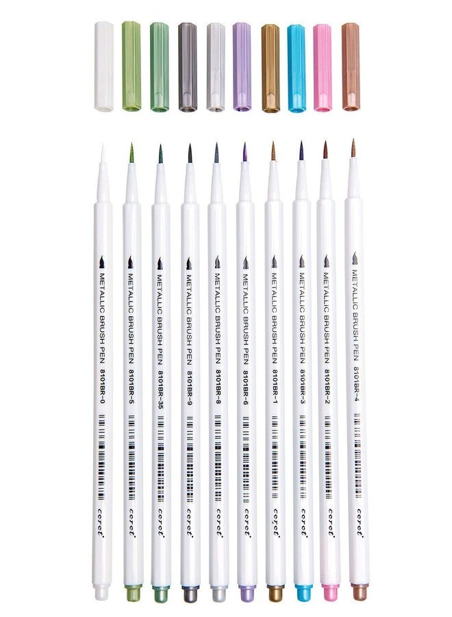 Corot Metallic Brush Marker Pens, 10 Colors Calligraphy Pens for Coloring Drawings Lettering - Image 2