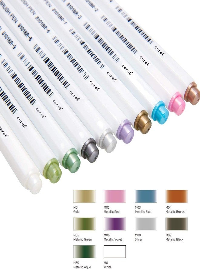 Corot Metallic Brush Marker Pens, 10 Colors Calligraphy Pens for Coloring Drawings Lettering - Image 3