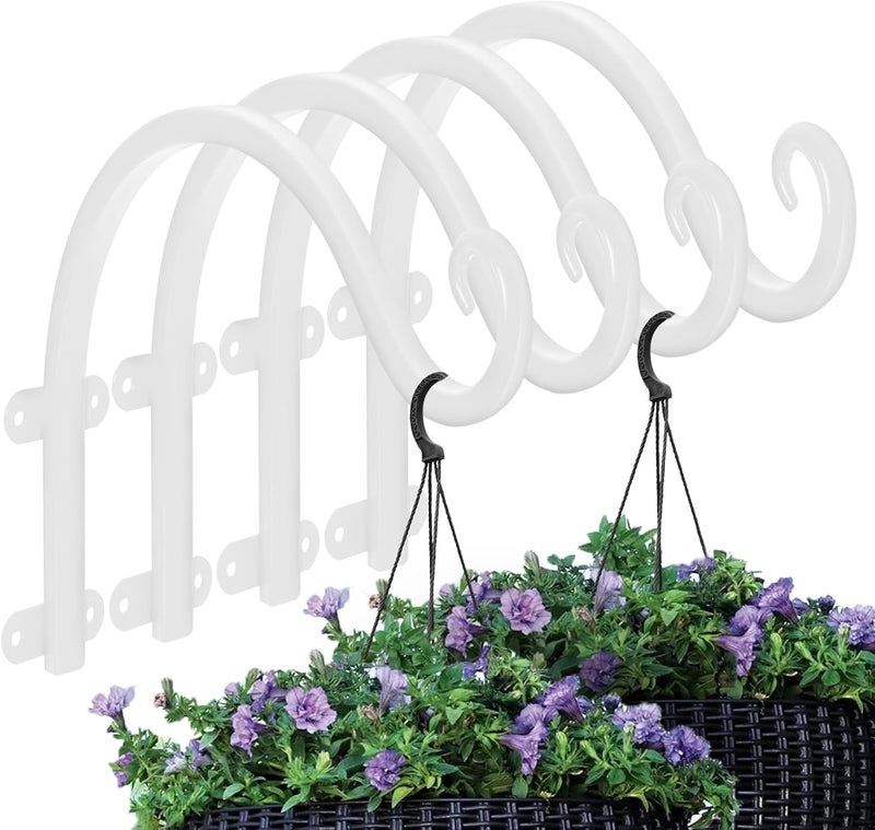 Acteomsly 4 Pack 12Inch Plant Hanger, Sturdy Hanging Plant Bracket Hooks Outdoor, Bird Feeder Hanger for Bird Feeders, Planters, Lanterns, Wind Chimes Indoor Outdoor (White) - Image 1