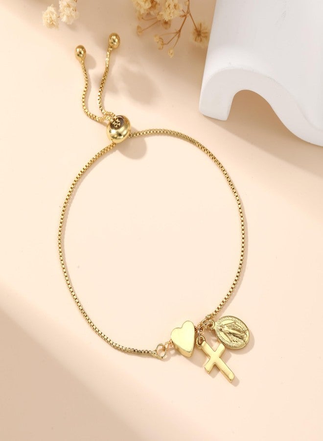 chorfla First Communion Cross Bracelet Gift, Cute Small Cross Heart Bracelet Catholic 1st First Holy Communion Decorations Religious Christian Jewelry Gifts - Image 4