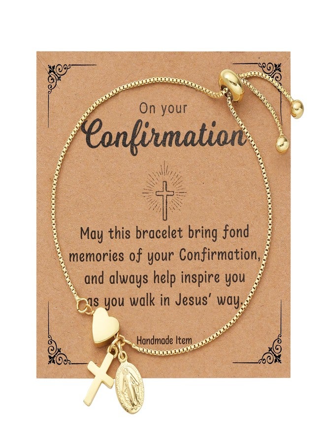 chorfla First Communion Cross Bracelet Gift, Cute Small Cross Heart Bracelet Catholic 1st First Holy Communion Decorations Religious Christian Jewelry Gifts - Image 1