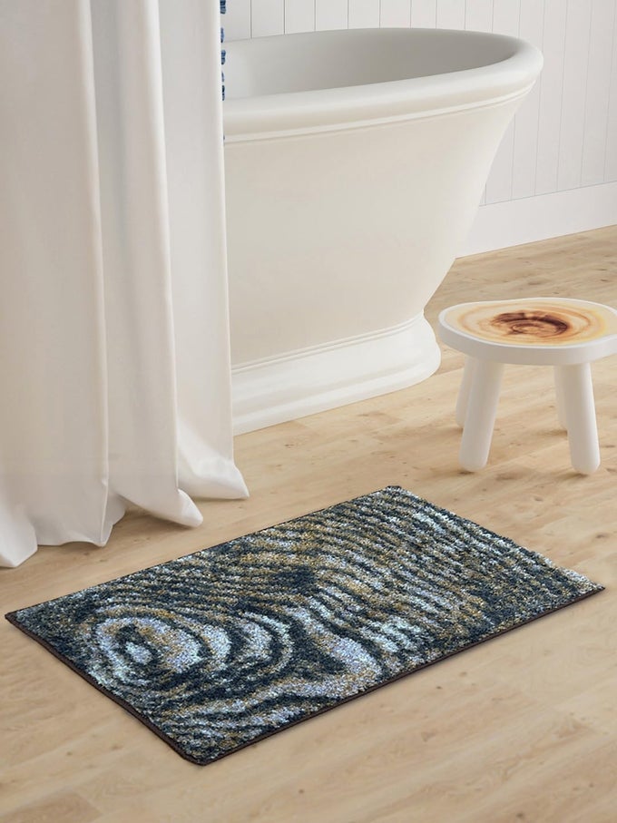 SUPER SOFT DESIGNER ANTI SLIP BATH MAT -1PC LARGE (SPA) ABSTRACT-GREY/BROWN