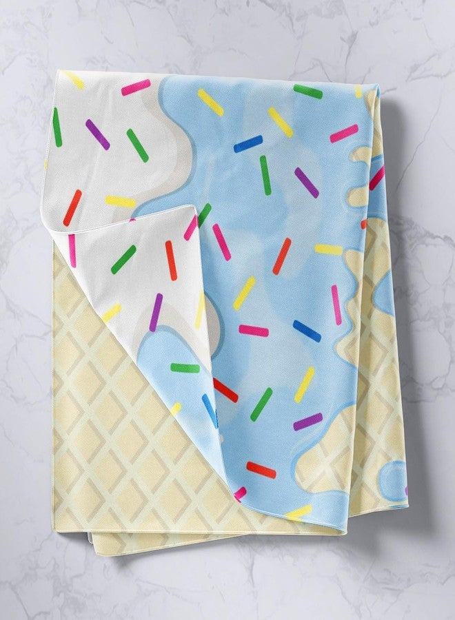 Homewish Ice Cream Bedding Set Twin Size Blue White Cream Cake Bed Set for Girls Teens Bedroom Decor Kids Colorful Candy Fitted Sheet Soft Microfiber Desserts Bed Cover(1 Fitted Sheet+1 Pillow Case) - Image 4