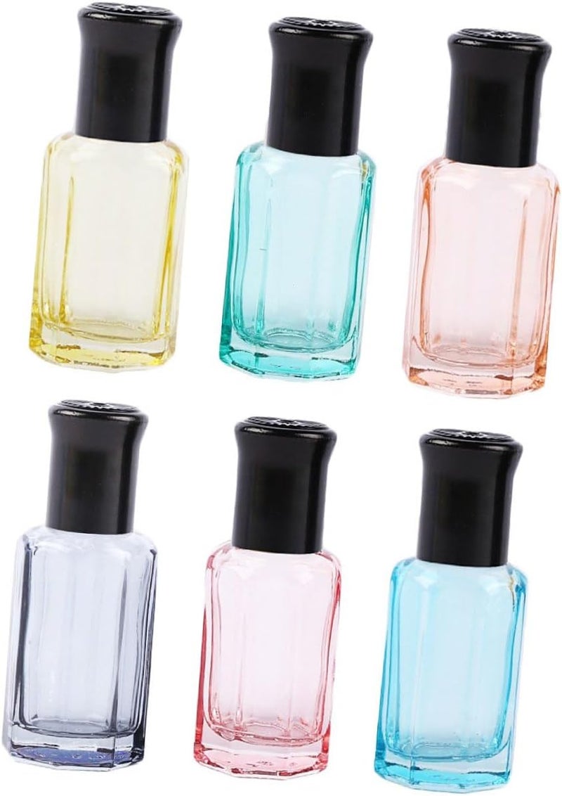 6pcs 6ml Glass Roll-on Bottles for Perfume and Essential Oils, Portable Octagonal Sealed Travel Roller Bottles with Leak-resistant Caps, Cosmetic Sample Vials for On-the-go Use - Image 1