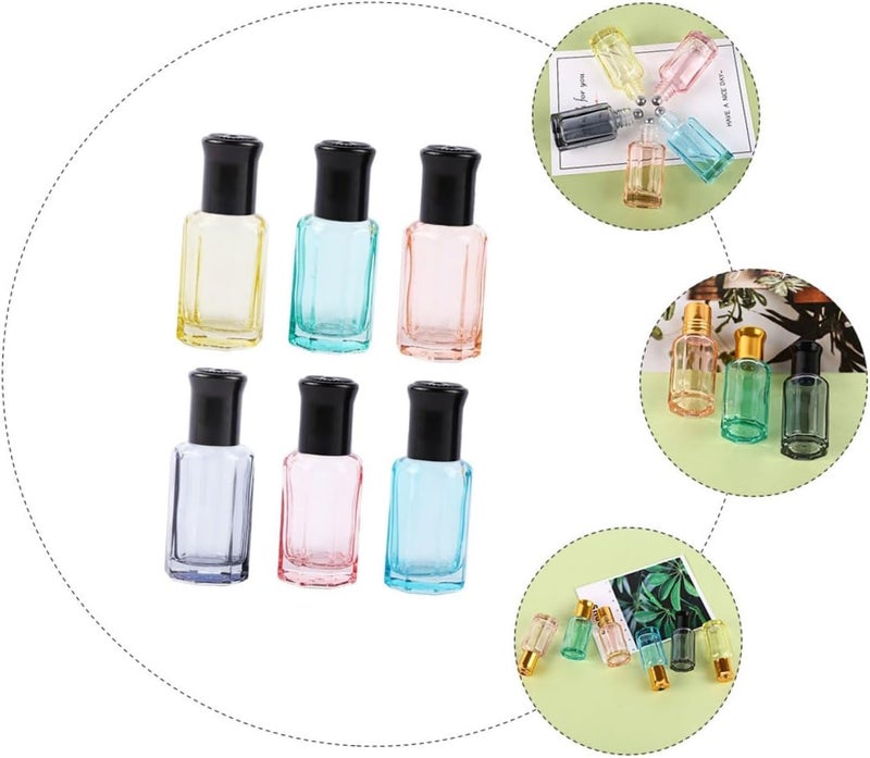 6pcs 6ml Glass Roll-on Bottles for Perfume and Essential Oils, Portable Octagonal Sealed Travel Roller Bottles with Leak-resistant Caps, Cosmetic Sample Vials for On-the-go Use - Image 2