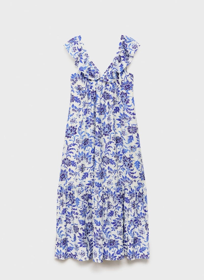 MANGO Ruffled Floral Print Dress  - Image 5