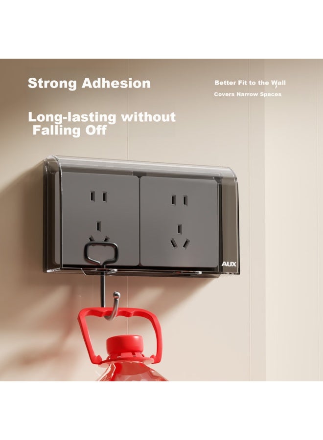 Aux 86 Switch Socket Panel Waterproof Cover Electric Leakage Bathroom Waterproof Box Shower Protective Plug Water Blocking Box Double Gang White - Image 2