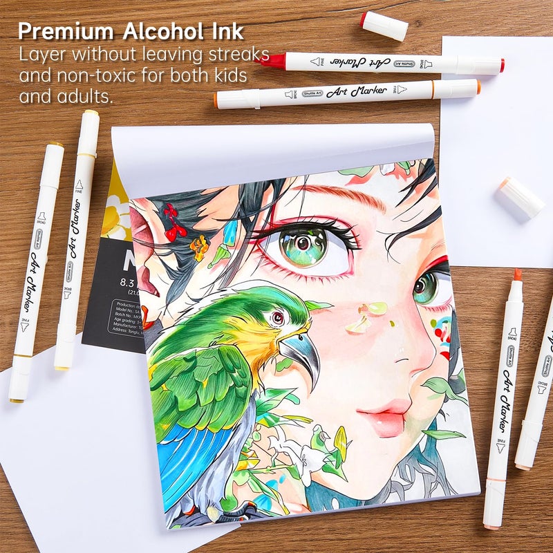 Shuttle Art 26 Colors Skin Tone&Hair Art Markers, Dual Tip Alcohol Based Flesh-Color Marker Pen Set Contains 1 Blender Perfect for Kids & Adults Portrait,Comic, Anime, Manga, Illustration - Image 4
