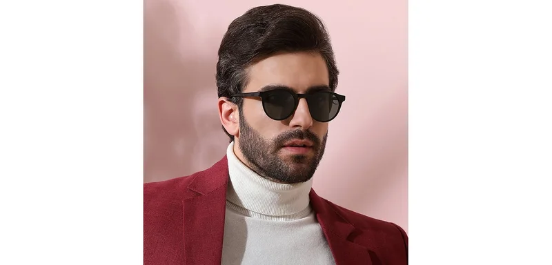 John Jacobs JJ Tints Full Rim Round Frame Polarized &amp; UV Protected Sunglasses JJ S12432 - 50mm - Brown