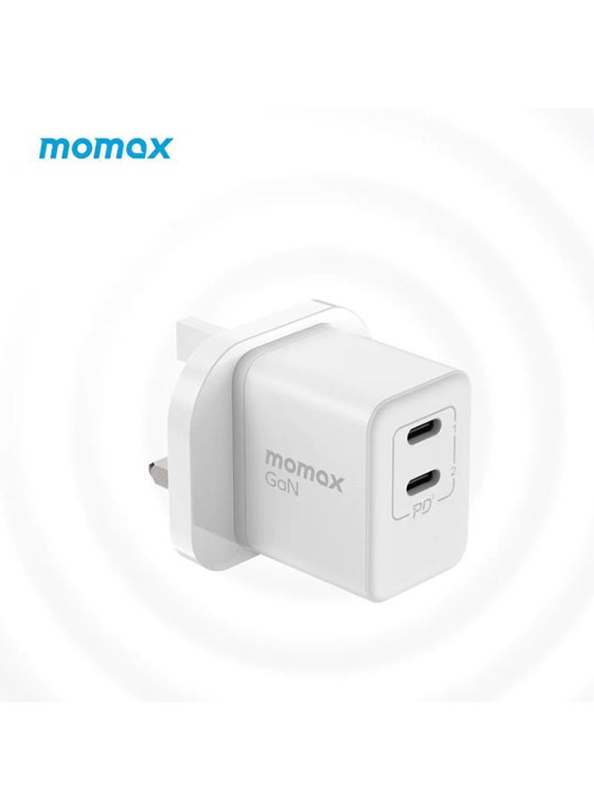 Momax One Plug GaN 35W 2-Port Mini Fast Charger 2 USB-C port - White - Image 5