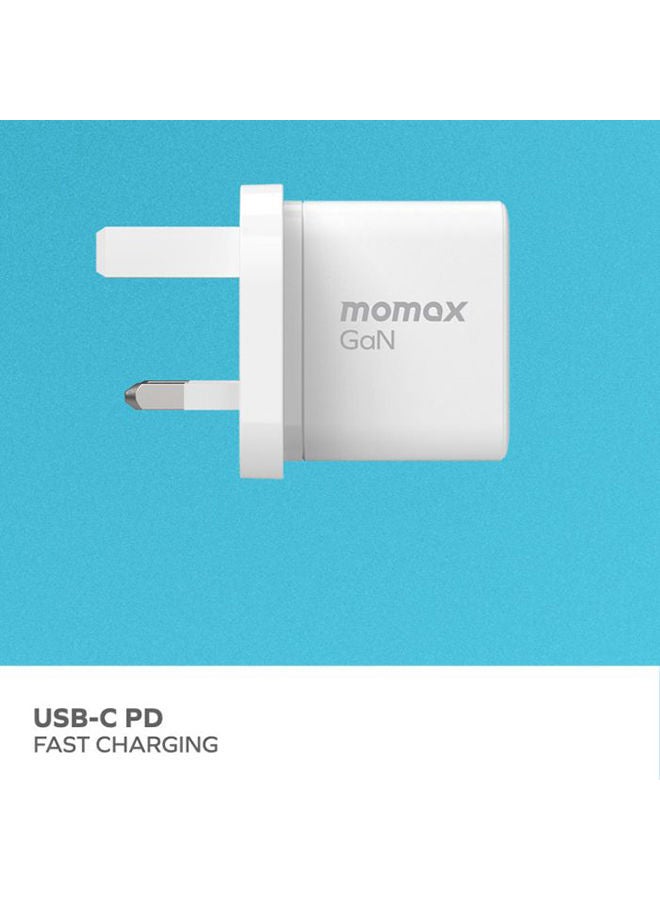 Momax One Plug GaN 35W 2-Port Mini Fast Charger 2 USB-C port - White - Image 3