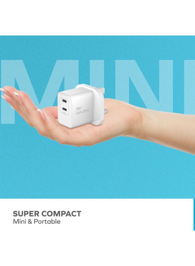 Momax One Plug GaN 35W 2-Port Mini Fast Charger 2 USB-C port - White - Image 4