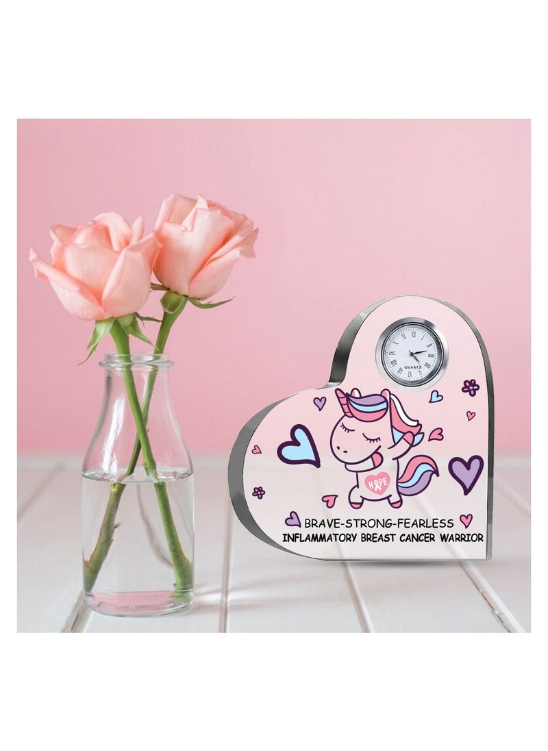 PRINTSHOP4ME - PinkCancer Awareness Heart-Shaped Crystal With Clock-Gifts For PinkCancer Awareness Gifts-PinkCancer Awareness Clock - Image 1