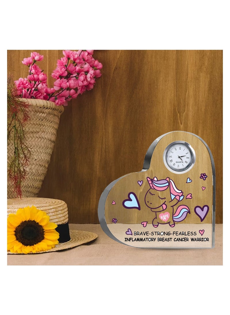 PRINTSHOP4ME - PinkCancer Awareness Heart-Shaped Crystal With Clock-Gifts For PinkCancer Awareness Gifts-PinkCancer Awareness Clock - Image 1