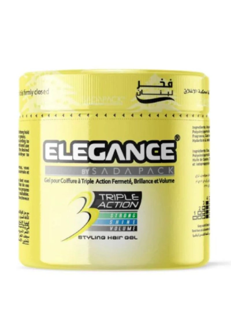 إليجانس جل الشعر ثلاثي الفعالية – أصفر، 500 مل | جل تصفيف بتثبيت قوي ولمعان يدوم طويلاً