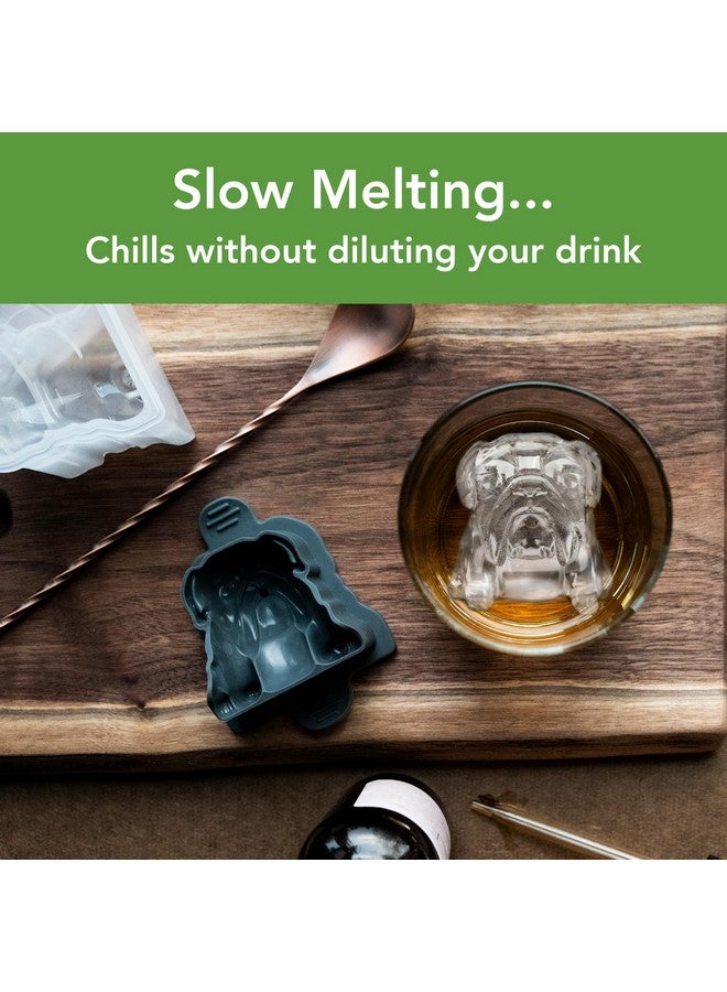 Tovolo Bulldog Shaped Ice Molds, Set of 2 - Large Ice Mold Gift Ideal for Dog Lovers - Unique Ice Mold Chills Drinks - Odor-Free Freezer Storage, Dishwasher-Safe with Silicone Plunger - Image 2