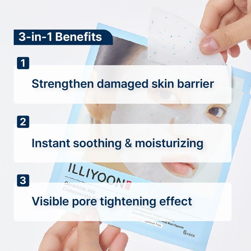 Illiyoon Ceramide Ato Concentrate Gel Face Mask | 34g x 4ea, Ceramide & Collagen Hydrating Overnight Hydrogel Mask with Hyaluronic Acid, Korean Pore Tightening Sleep Mask, Glass Skin Glow - Image 4