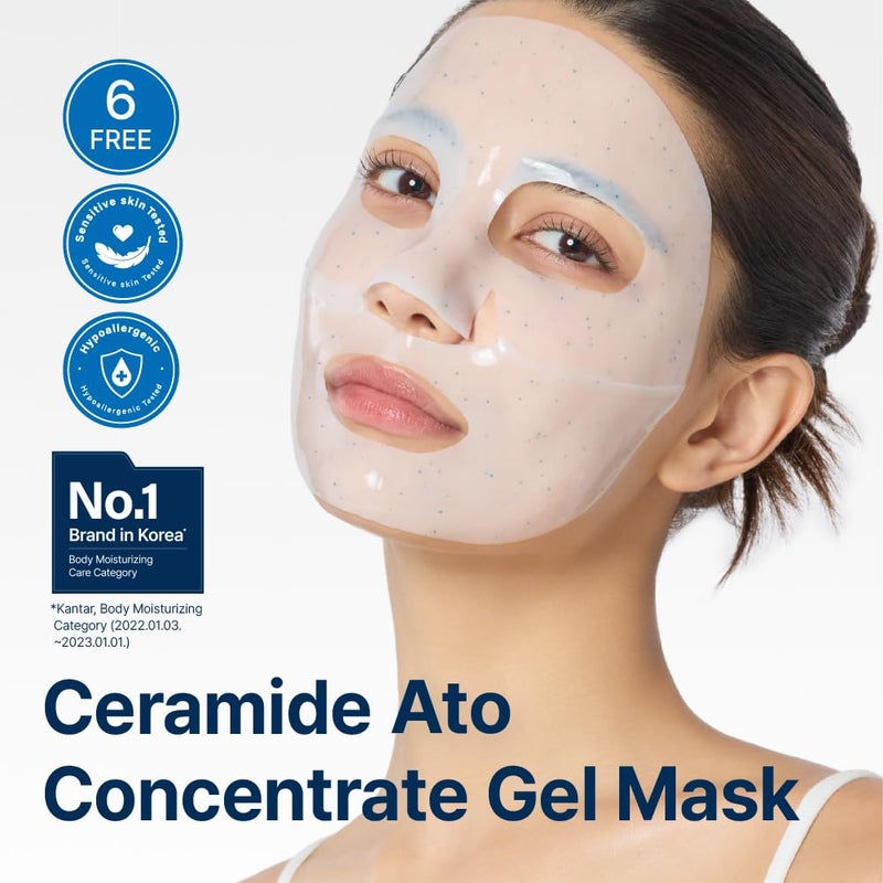 Illiyoon Ceramide Ato Concentrate Gel Face Mask | 34g x 4ea, Ceramide & Collagen Hydrating Overnight Hydrogel Mask with Hyaluronic Acid, Korean Pore Tightening Sleep Mask, Glass Skin Glow - Image 2