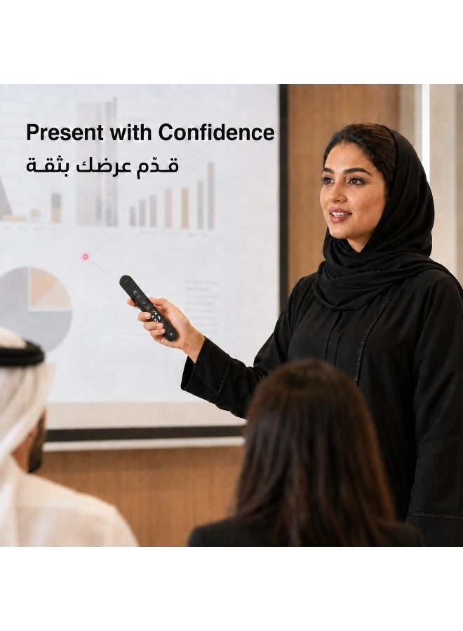 الحياة الإبداعية كرييتف لايف جهاز تحكم لاسلكي للعروض التقديمية بتردد 2.4 جيجاهرتز مع مؤشر ليزر أحمر ومستقبل USB، للتحكم بالصفحات ومستوى الصوت، مدى لاسلكي 30 متر، متوافق مع ويندوز وماك ولينكس، أسود - Image 2