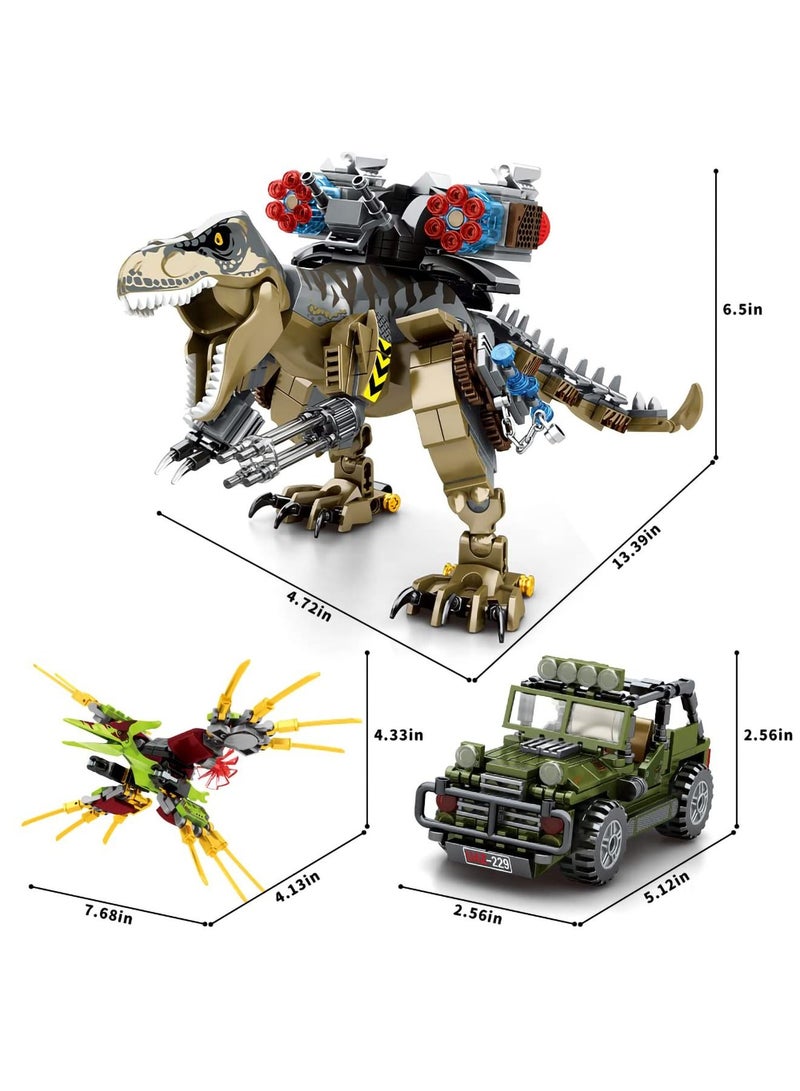 Dinosaurs Building Blocks Set 645 Pcs, Dinosaur for Boys Age 8 9 10 11 12 13 14 Years Toys Kit, Park World, Birthday Gifts and Girls