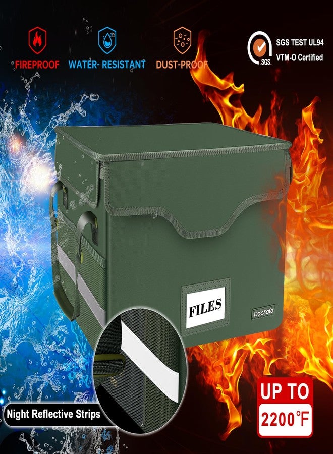 DocSafe File Box Fireproof Document Box with Lock,File Storage Organizer Box with Insert Mesh Pockets,Green,2 Pack - Image 3