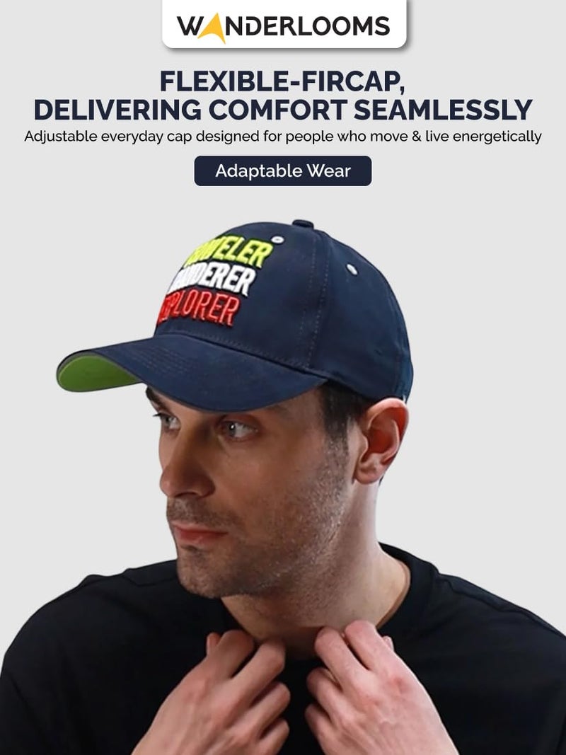 WANDERLOOMS Unisex Cotton Nomad Odyssey Baseball Navy Blue Cap Stylish | Adjustable Strip Caps | Quick Dry Cap - Image 4