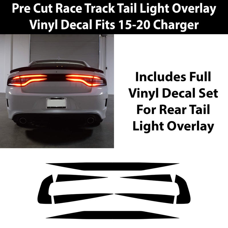 Bogar Tech Designs Tail Light Race Track Bat Vinyl Overlay Decal Cover Compatible with Dodge Charger 2015-2023 - Gloss Black - Image 2