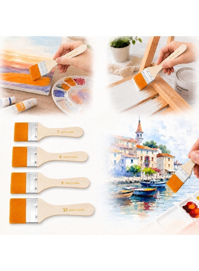 VANGOG 4 Pack Large Gold Nylon Paintbrushes, 4 sizes， Versatile Brushes for Oil, Watercolor,Rocks, Body Art, Nails, and DIY Crafts， Small Paint Brushes - Image 1
