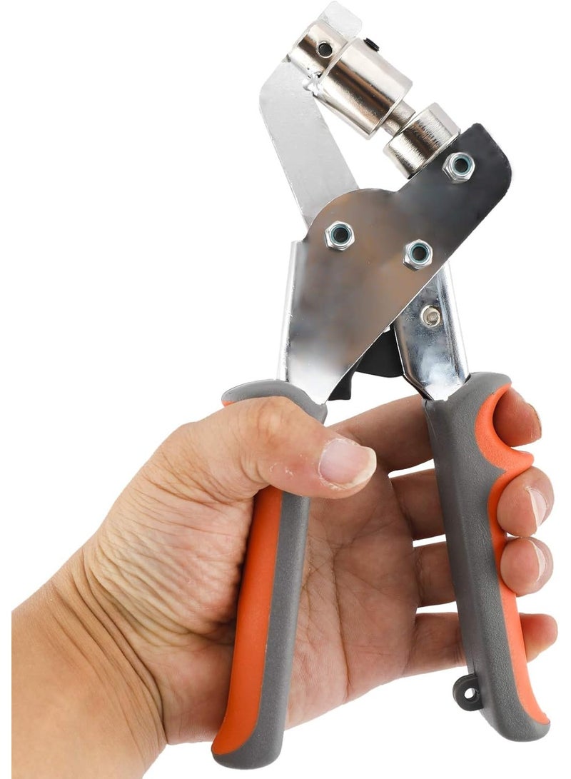 jaexest Grommet Handheld Hole Punch Plier – Portable Manual Grommet Punching Machine – Includes 500pcs 3/8 Inch (10mm) Silver Grommets Eyelets – DIY Craft Tool for Fabric, Leather, Canvas, Tarps - Image 2