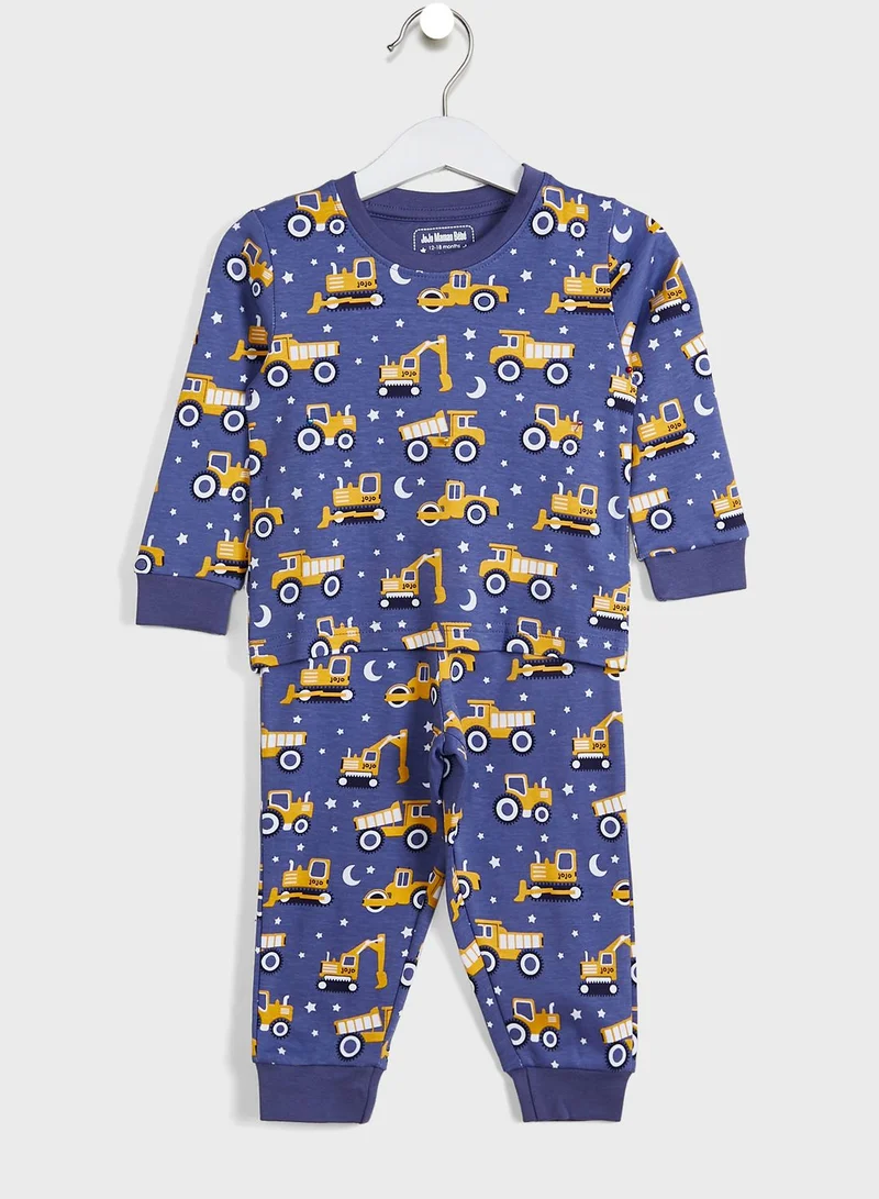 JoJo Maman Bebe Kids 2 Pack Digger Pyjama Set