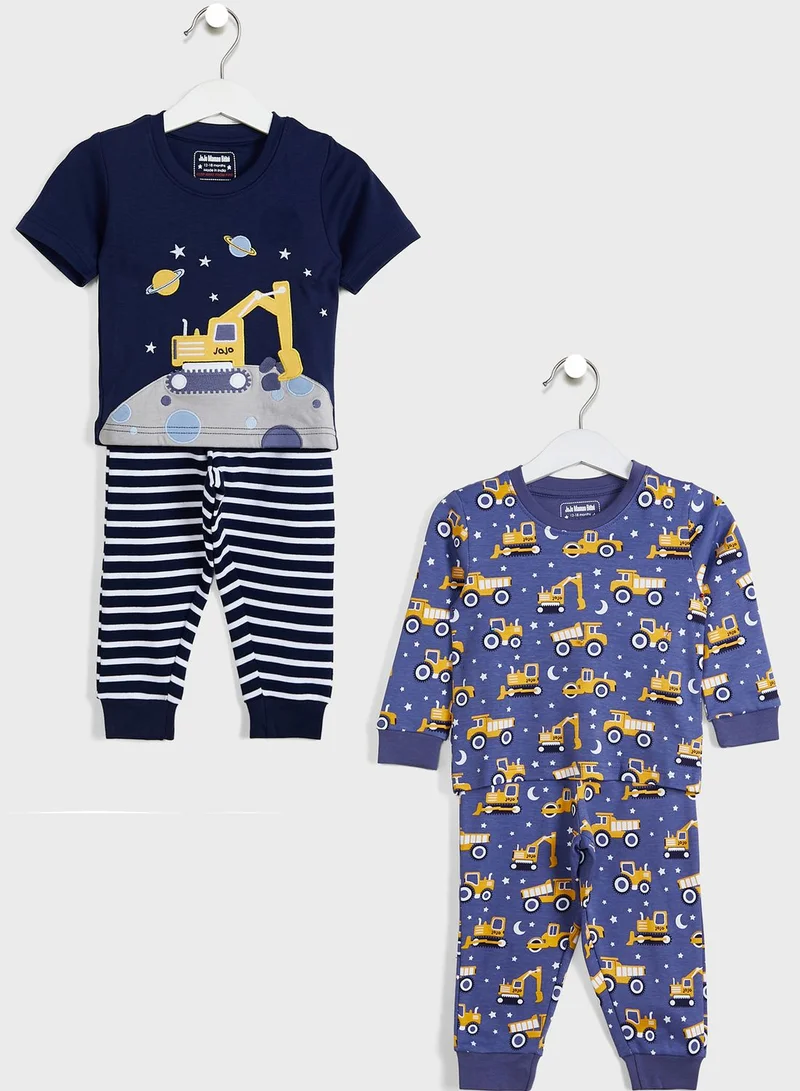 JoJo Maman Bebe Kids 2 Pack Digger Pyjama Set