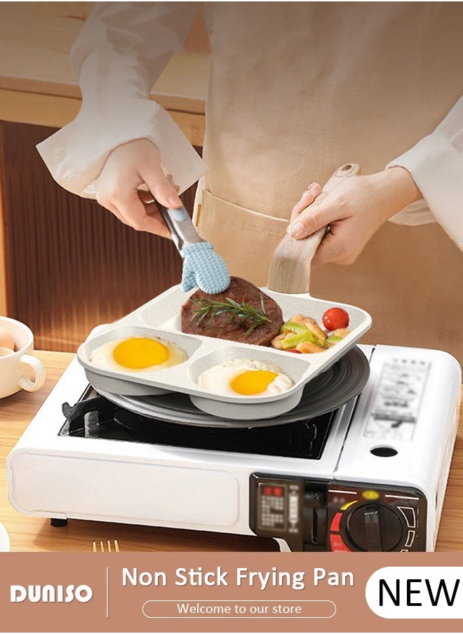DUNISO Egg Steak Frying Pan, 3 in 1 Nonstick Pancake Omelette Pan for Gas and Induction Stove,Ergonomic Handle Stain Resistant,Cookware Omelette Pan for Healthy Breakfast Cooking  - Image 1